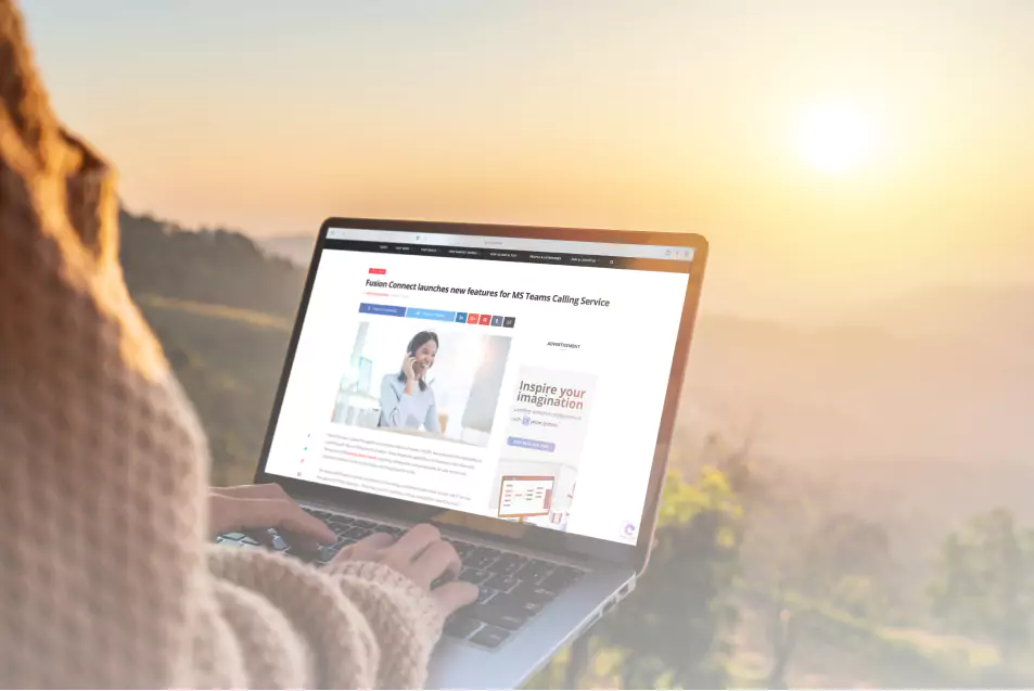 Woman using VoIP website on laptop